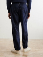 SEASE - Tapered Pinstriped Wool-Blend Trousers - Blue