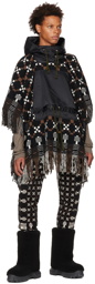 sacai Black Jacquard Poncho