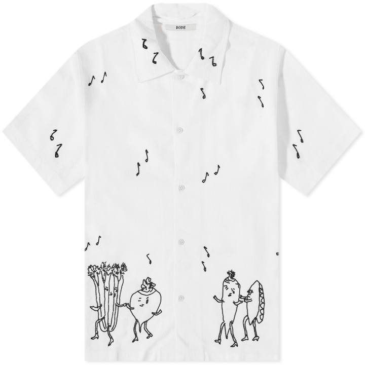 Photo: Bode Men's Dancing Pantry Vacation Shirt in White/Black