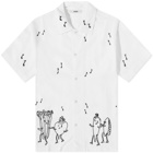 Bode Men's Dancing Pantry Vacation Shirt in White/Black