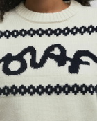 ØLÅF SIGNATURE JACQUARD CREWNECK KNIT White Womens Pullover
