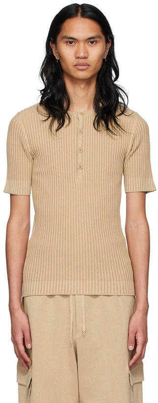 Photo: ANDREĀDAMO SSENSE Exclusive Beige Viscose Henley