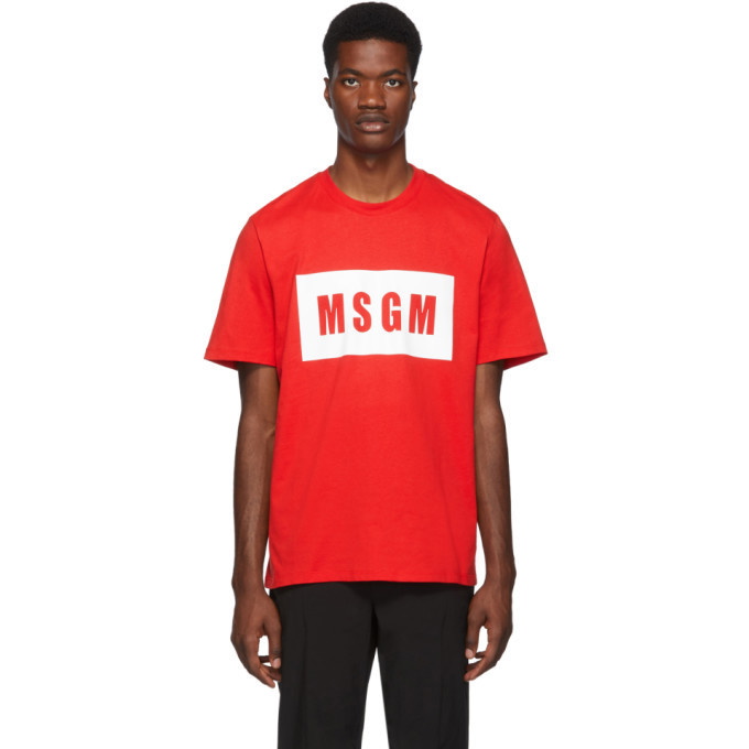 MSGM Red Box Logo T-Shirt MSGM