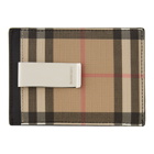 Burberry Beige Vintage Check Money Clip Card Holder