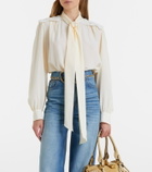 Chloé Lace-trimmed silk crêpe de chine blouse