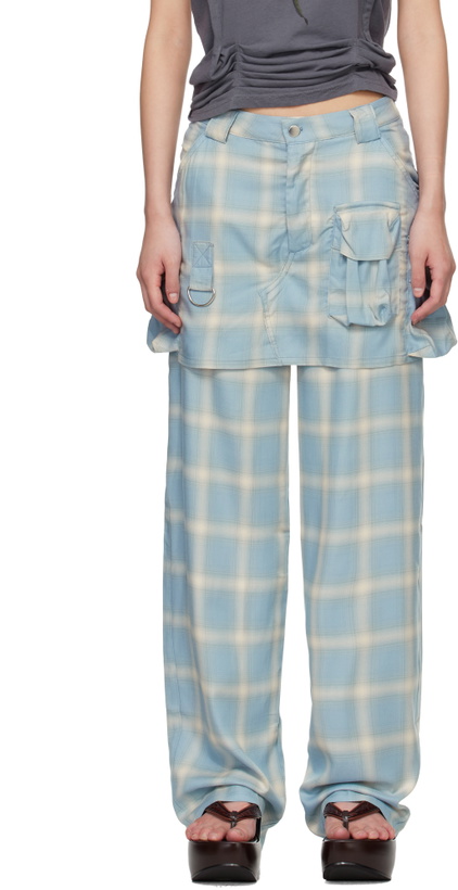 Photo: Collina Strada Blue Flannel Cargo Skirtpant