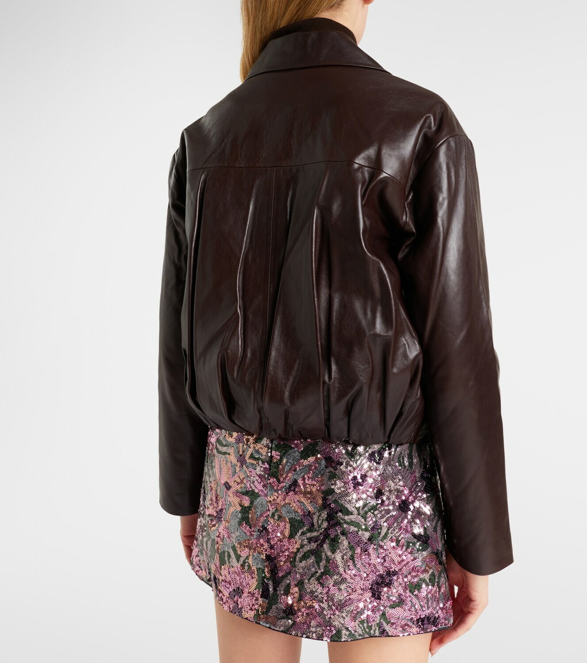Self-Portrait Cropped leather jacket