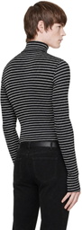 Ernest W. Baker Black Striped Turtleneck