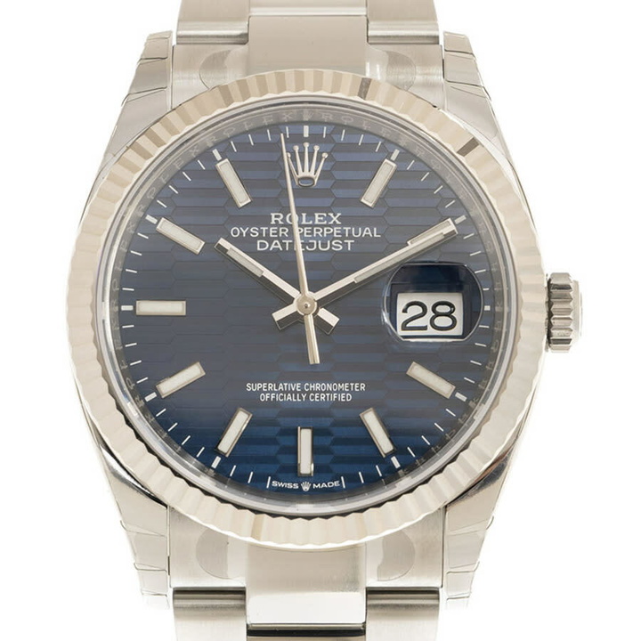 Photo: Rolex Datejust 36 Quartz Chronometer Bright Blue Motif Dial Watch 126234BLFSO