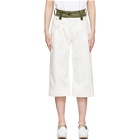 Sacai White and Green Cropped Wrap Jeans