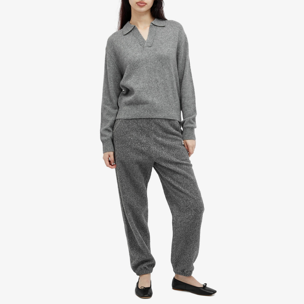 DUNST Women's Unisex Boucle Jogger Pants in Melange Grey