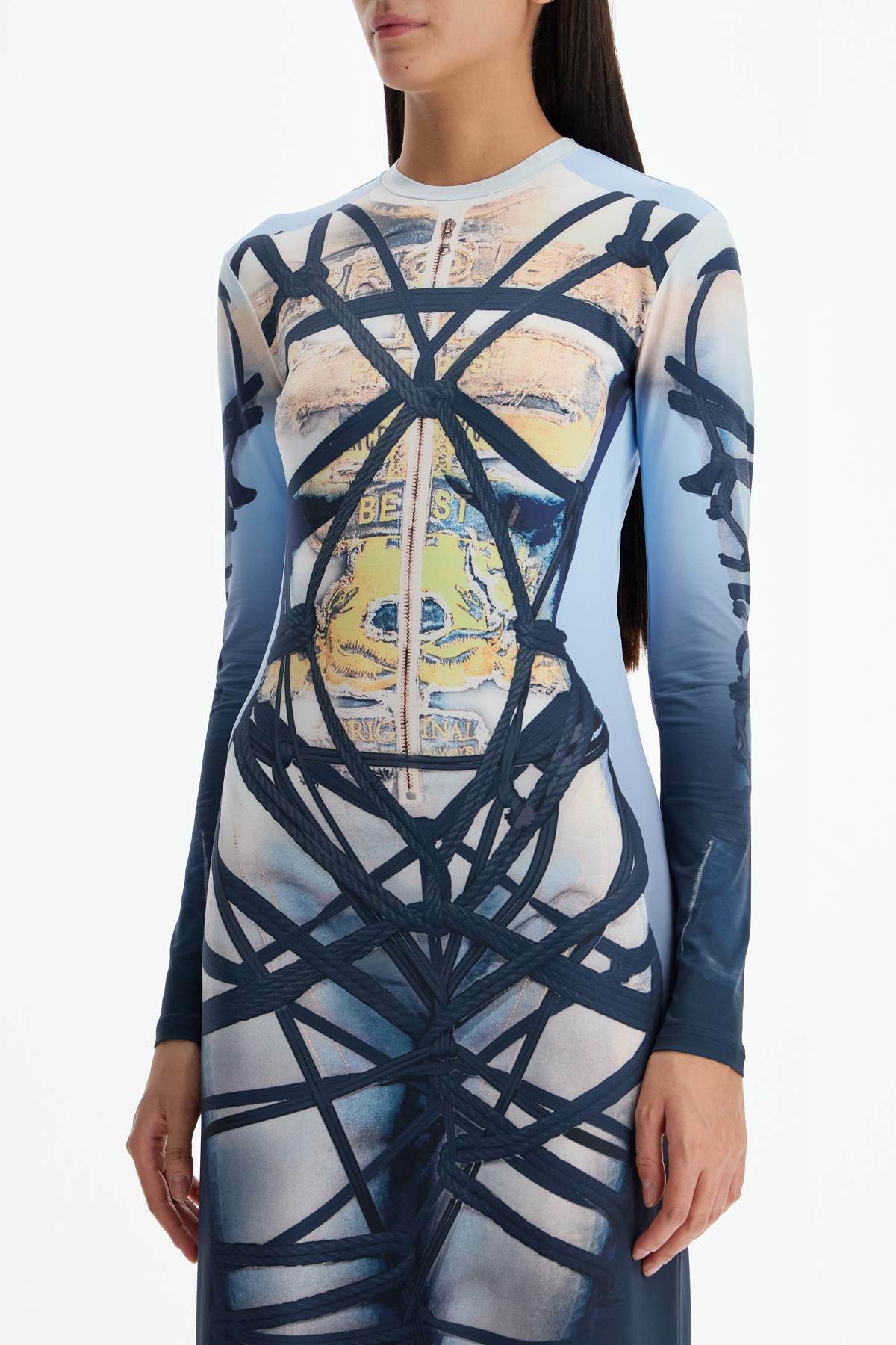 Y PROJECT long bondage print dress Light blue Y/Project Y PROJECT long bondage print dress Light blue Y/Project