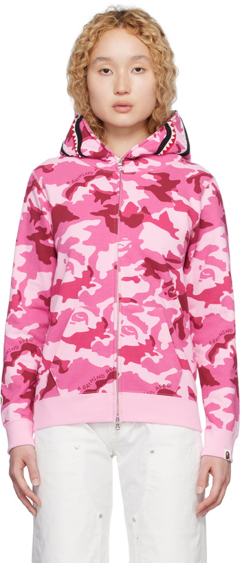Photo: BAPE Pink Woodland Camo Shark Hoodie