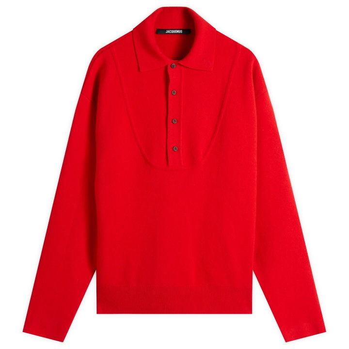 Photo: Jacquemus Men's Wool Cashmere Knitted Polo in Red
