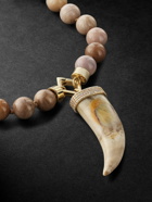 Sydney Evan - Gold, Wood and Diamond Beaded Pendant Necklace