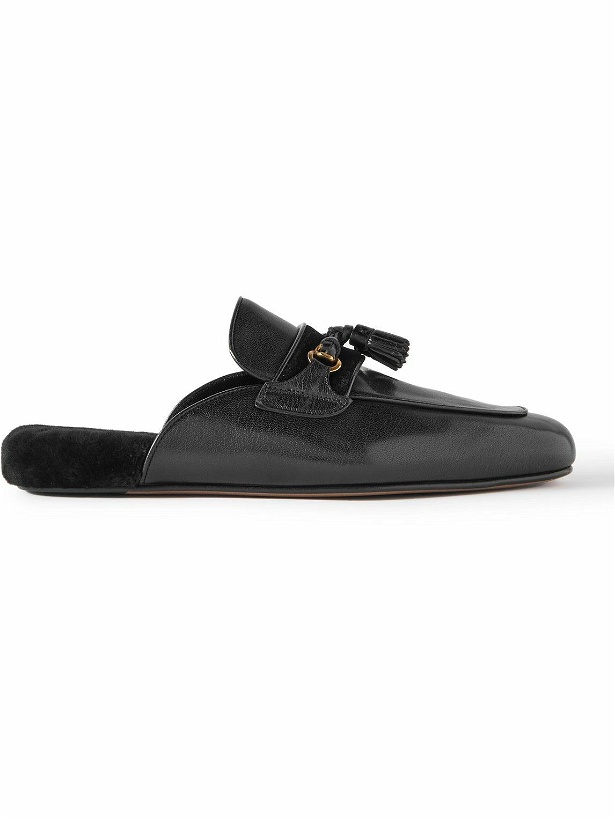 Photo: TOM FORD - Stephan Shearling-Lined Leather Tasselled Slippers - Black