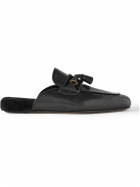 TOM FORD - Stephan Shearling-Lined Leather Tasselled Slippers - Black