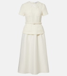 Self-Portrait Paneled bouclé and taffeta midi dress