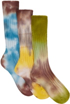 Stain Shade Three-Pack Blue & Beige decka Edition Socks