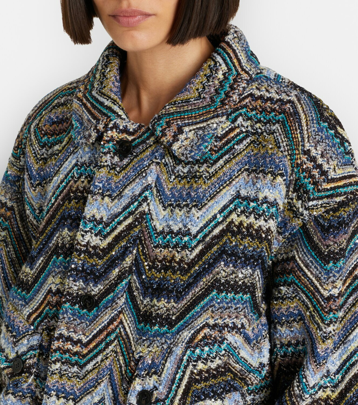 Missoni Zigzag oversized jacquard wool-blend jacket