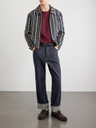 Thom Browne - Logo-Appliquéd Striped Cotton-Jersey T-Shirt - Burgundy