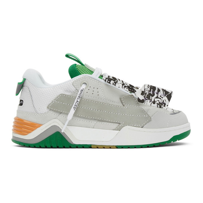 Photo: Off-White Grey and Green Arrow Skate Sneakers