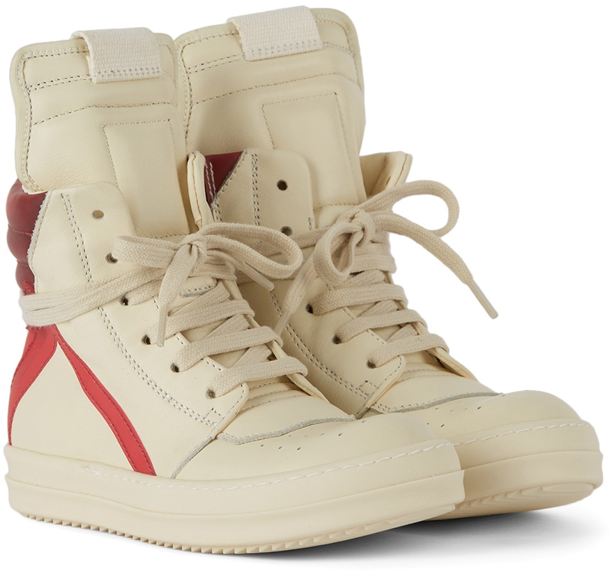Rick Owens Kids Off-White & Red Geobasket High Sneakers Rick
