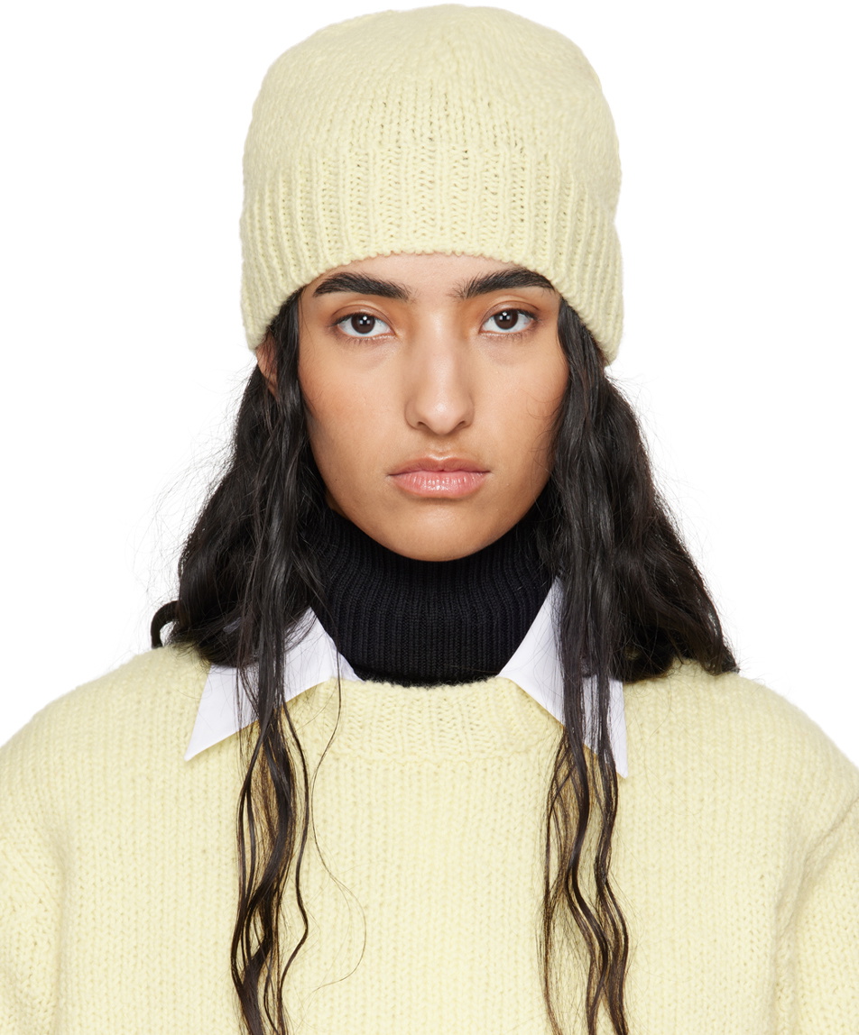 Jil Sander Green Silk Beanie Jil Sander