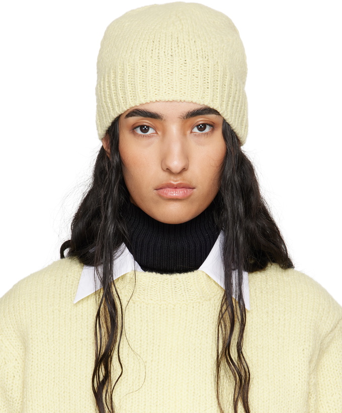 Photo: Jil Sander Yellow Irregular Texture Wool Beanie
