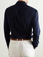 Brunello Cucinelli - Cutaway-Collar Silk and Cotton-Blend Shirt - Blue