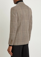 Valentino Garavani Houndstooth Double-breasted Wool Blazer Beige