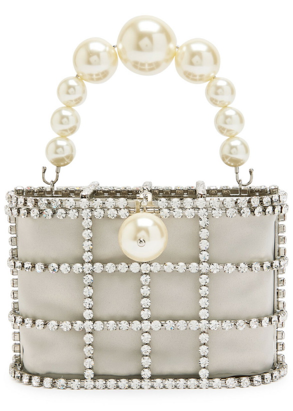 Photo: Rosantica Holli Crystal-embellished Satin top Handle bag - Silver - One Size