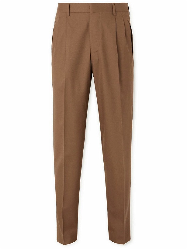 Photo: UMIT BENAN B - Jacques Marie Mage Straight-Leg Pleated Wool Suit Trousers - Brown