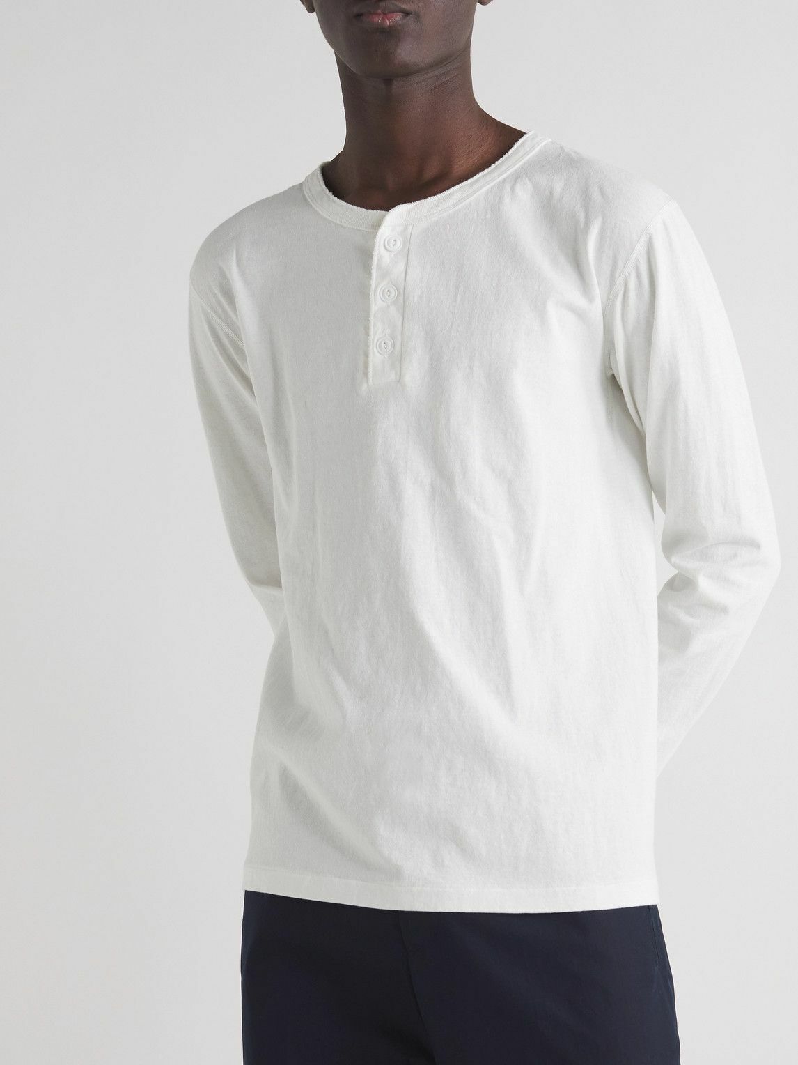 Velva Sheen SlimFit Mélange CottonBlend Henley TShirt White
