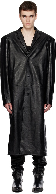 Photo: Situationist Black YASPIS Edition Faux-Leather Coat