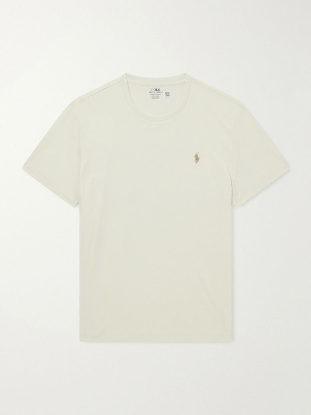 Photo: Polo Ralph Lauren - Logo-Embroidered Cotton-Jersey T-Shirt - Neutrals
