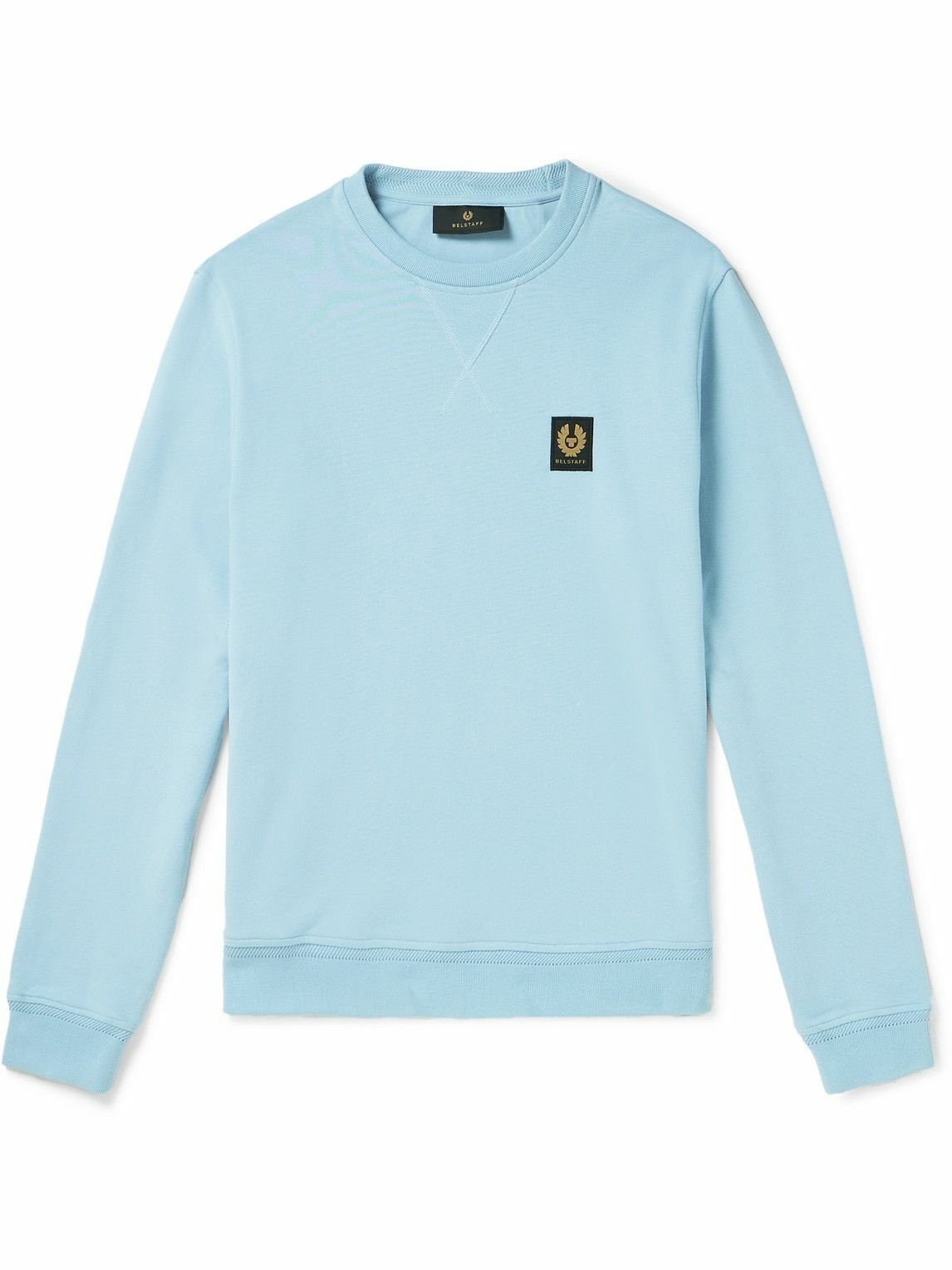 Photo: Belstaff - Logo-Appliquéd Garment-Dyed Cotton-Jersey Sweatshirt - Blue