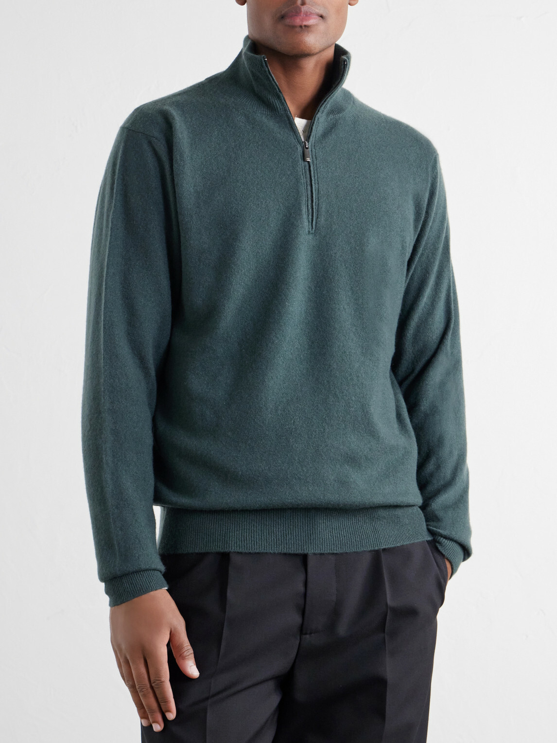 Massimo Alba - Liam Cashmere Half-Zip Sweater - Green