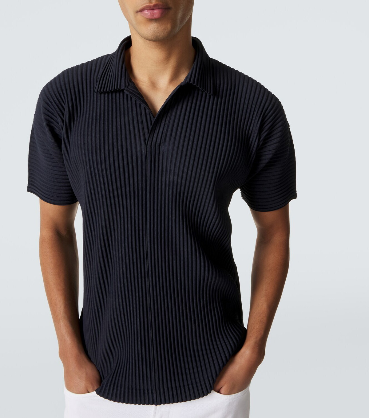 Homme Plissé Issey Miyake Basics pleated polo shirt Homme Plisse