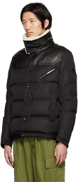 Moncler Black Leo Leather Down Jacket