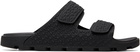 Hugo Black Monogram Riptape Strap Sandals