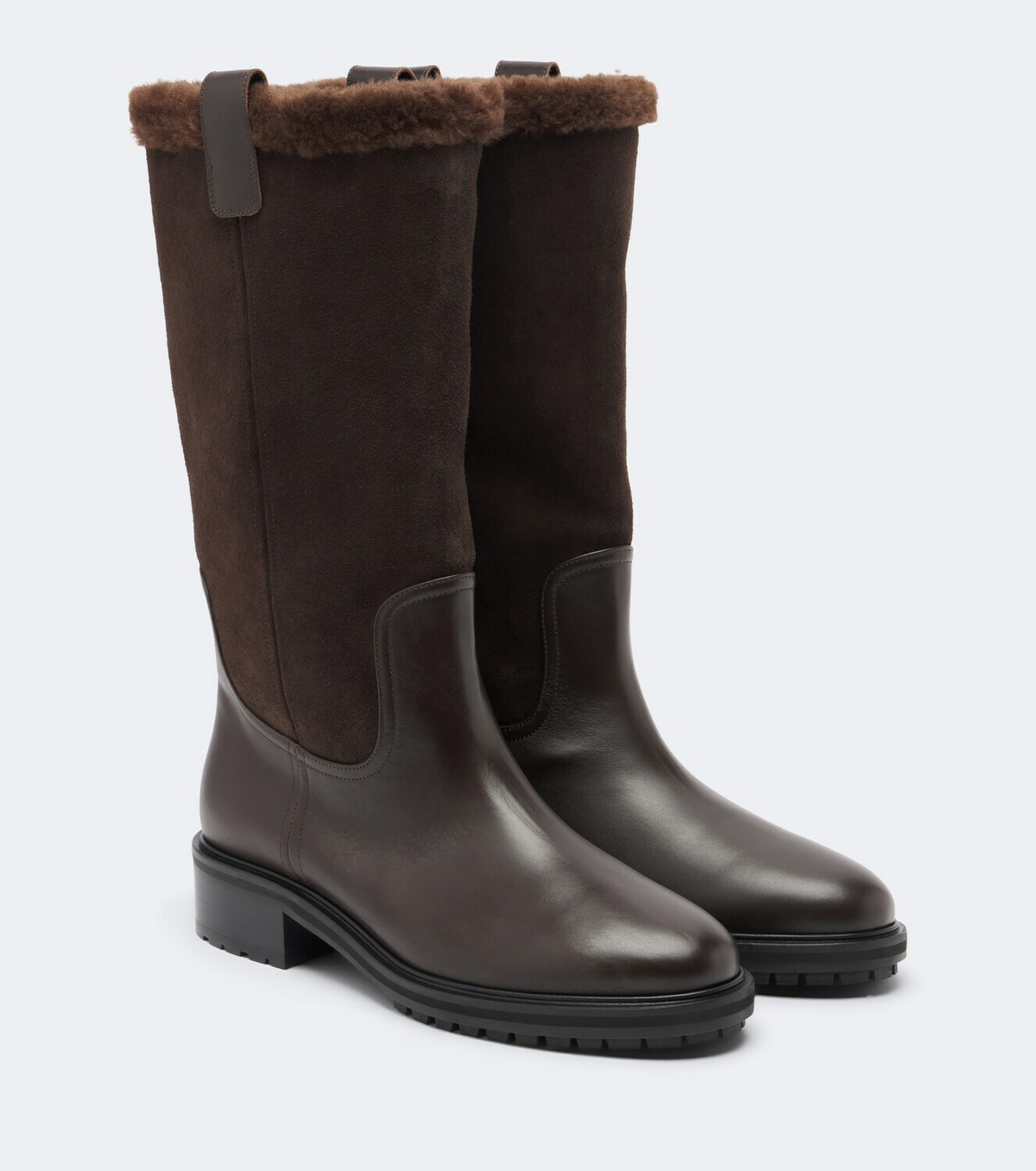 Aeyde Theo leather and suede knee-high boots