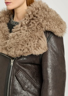 Acne Studios Leather Shearling Jacket Dark Grey