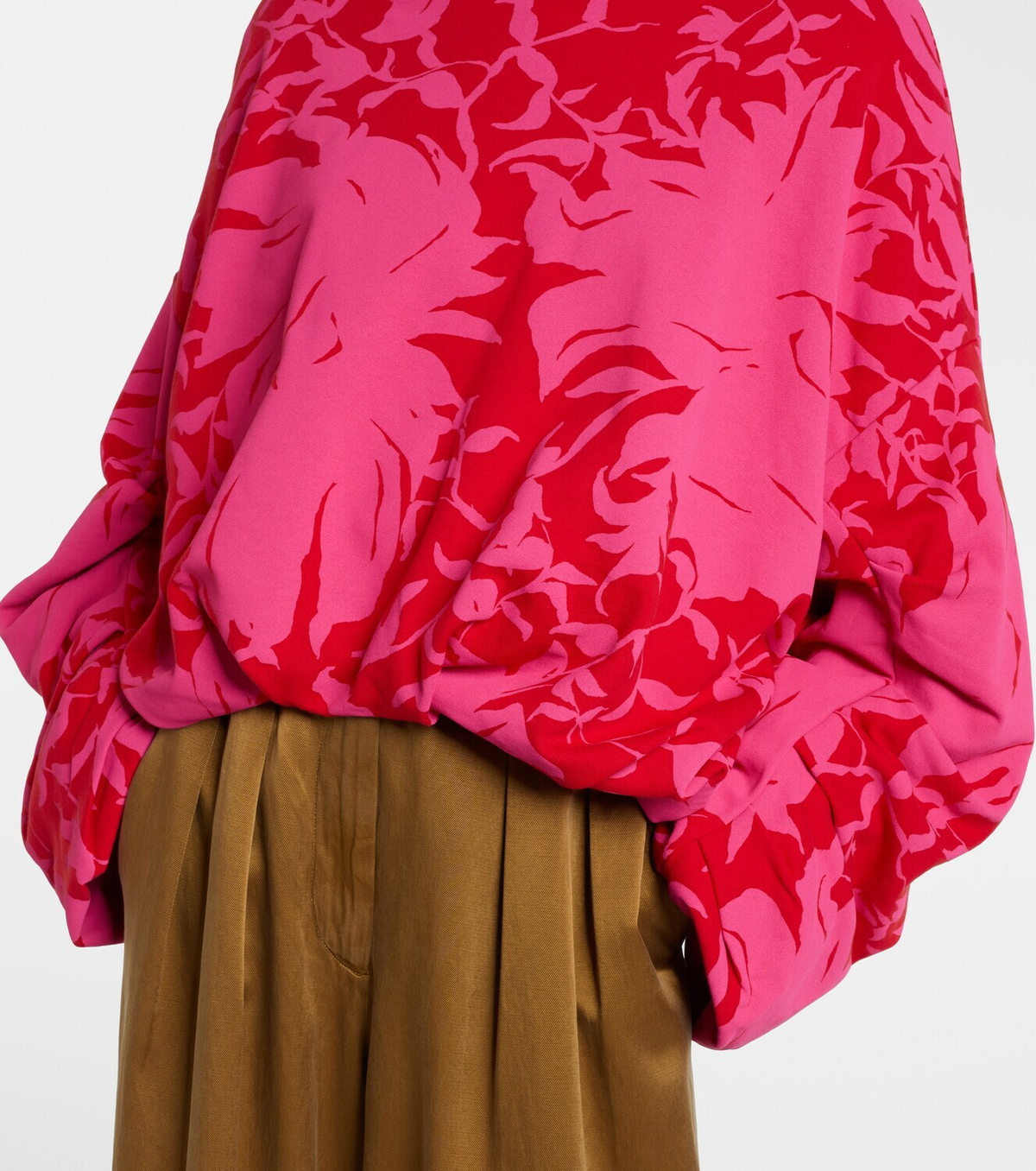 Dries Van Noten Draped floral cotton jersey sweatshirt