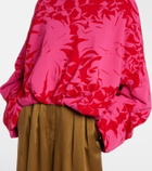 Dries Van Noten Draped floral cotton jersey sweatshirt
