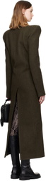 LAURA ANDRASCHKO Khaki Pagoda Loden Maxi Coat