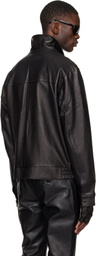 Ernest W. Baker Black Leather Bomber Jacket