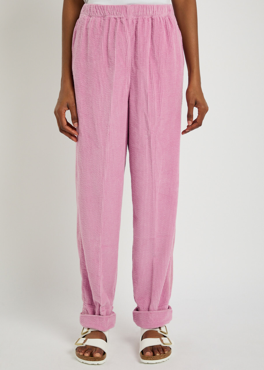 American Vintage Padow Cropped Corduroy Trousers Pink