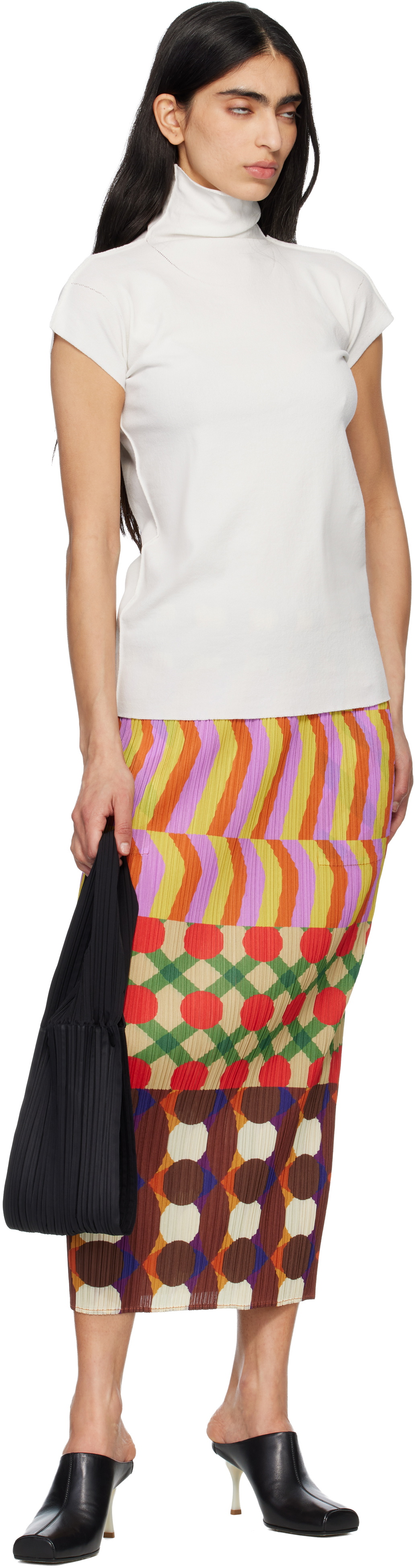 PLEATS PLEASE ISSEY MIYAKE Black Pleats Bridge Tote