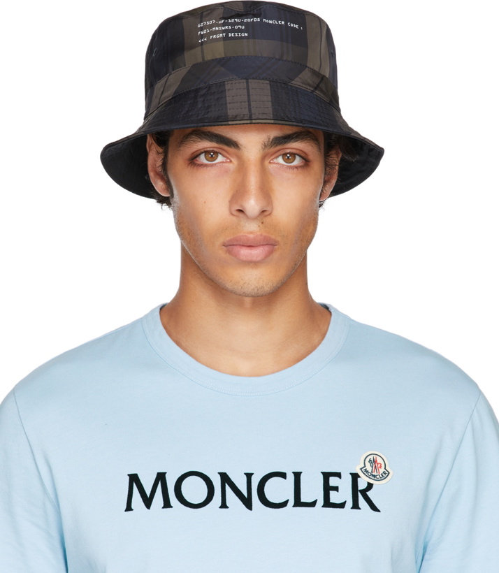 Photo: Moncler Genius 7 Moncler FRGMT Hiroshi Fujiwara Reversible Brown & Blue Check Bucket Hat